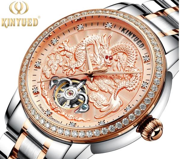 Automatic Movement Stainless Steel Wristwatch Drogon Embossed Dial