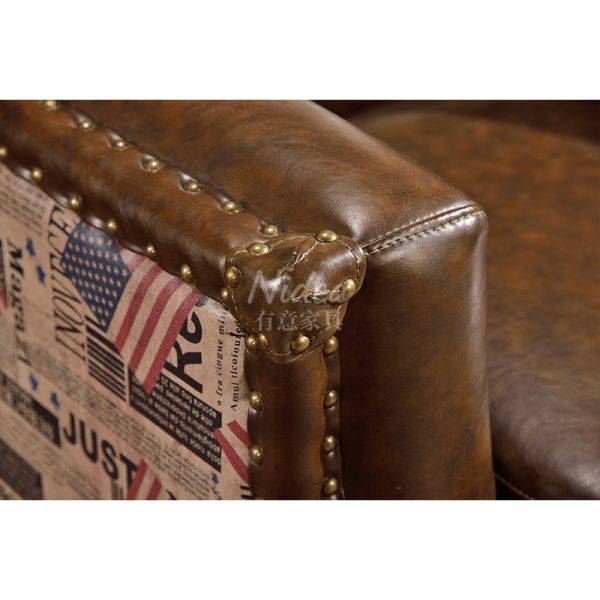 Nidea American Vintage Handmade  Bedroom Lounge Chesterfield Back Armchair High Tufted Button Rolled Genuine Leather Sofa