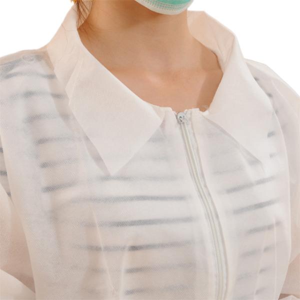 Breathable Disposable White Lab Coats , Non Woven Disposable Apron With Long Sleeves