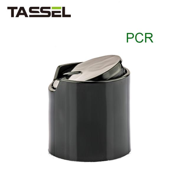 Os tampões pretos do disco do PCR 24/410 engarrafam o tampão para produtos da loção do champô
