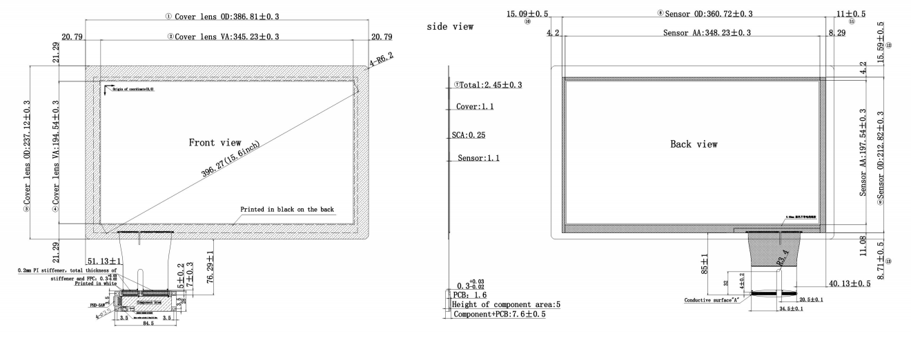 15,6 обломок USB 5V ILI2510 касания Muliti панели экрана касания дюйма G+G емкостный
