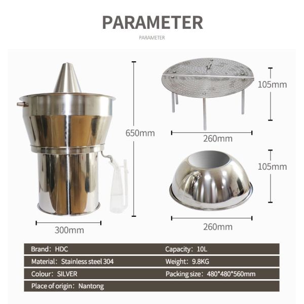 10L Essential Oil Distillation Equipment in Stainless Steel Color for Jasmine Oil Extraction