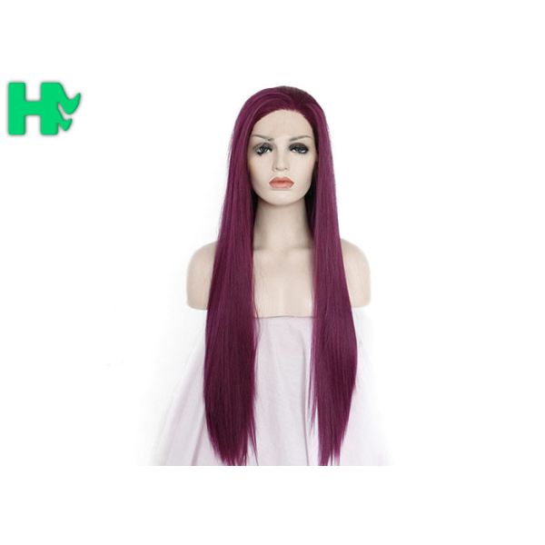 Cosplay Long Straight Hairnet Wig Synthetic Pure Red Color For Women Wave Party