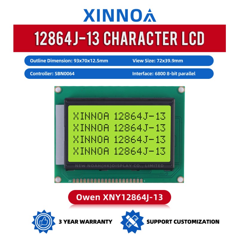 Yellow Green Film Spot Wholesale 12864J-13 InduStrial Grade LCD Screen 128*64 Controller SBN0064G