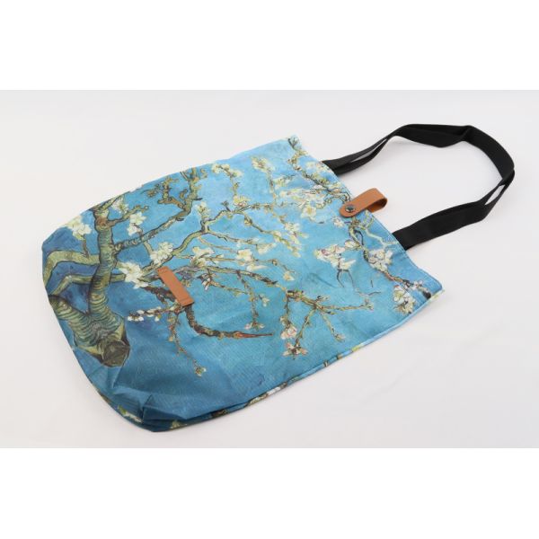 Customize Polyester Foldable Oil Painting Tote Bags Reusable Shopping Bag For Groceries Shoulder Bags