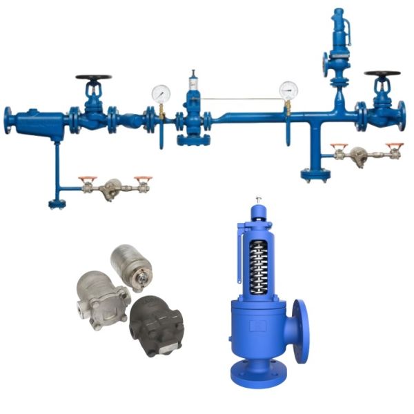 Válvulas de seguridad con bridas de elevación total con piloto Spiraxsarco SV607. Uso en servicios de vapor, gases industriales inertes y agua