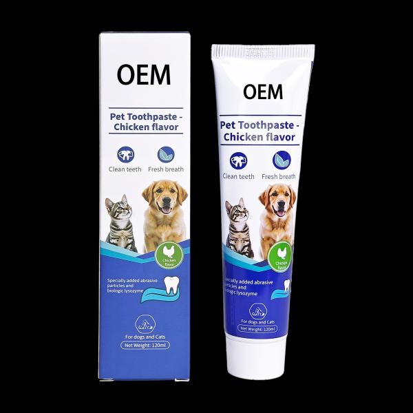 Customizable Professional Oral Cleaning Fresh Mint Pet Toothpaste Chicken Flavor freshen breath effectively Pet Dental Care Toothpaste for Dogs and Cats