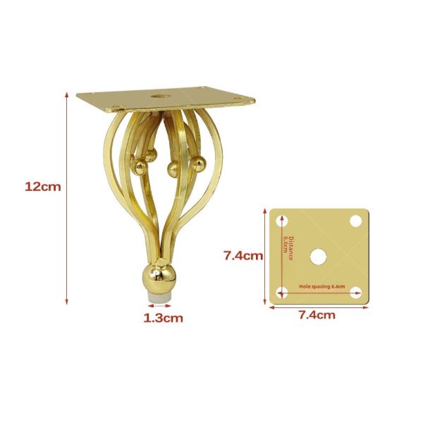 Luxury Hollow Gold Furniture Sofa Legs Manufacturers Direct Sales Conical Metal Cabinet Table and Chair Legs Modern Sofa Legs