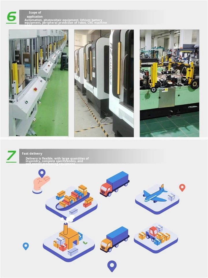 Infrared Photoelectric Safety Light Barrier Light Curtain Sensor IP65 DC10 - 30V Aluminum Alloy