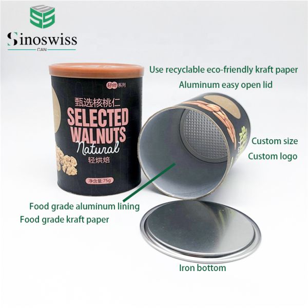 Abrasion Proof Round Empty Cardboard Can Nut Snack Food Round Paper Tube Box