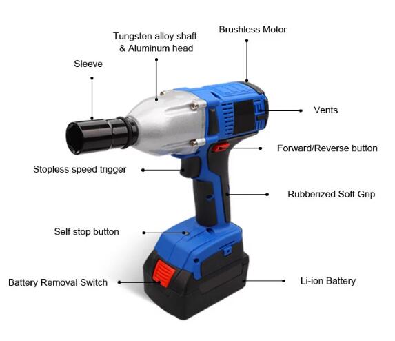 20V 650N.M Electric Impact Wrench Big Torque Automotive Tire Tools ISO10664