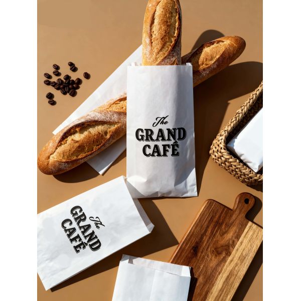 Customized Flat Satchel Kraft Paper Bag Use For Bakery Bread Food Bag