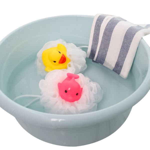 Baby Cute Soft Vinyl Toys Animal Cartoon Colorful Mesh Sponge PE Bath Shower Puff Ball