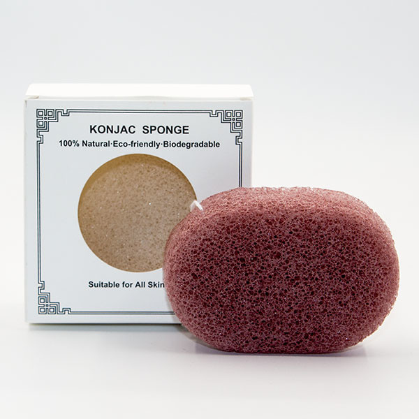 Éponge colorée Clay Konjac Sponge rouge de Sakura Freeze Drying Oval Cosmetic