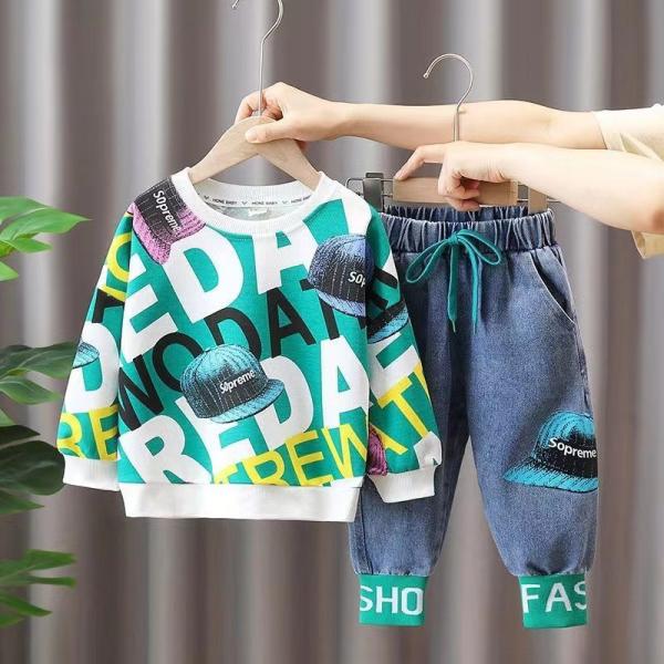 Monogrammed Cotton Primary Children'S Clothing Boys Suit Comfortable Cut