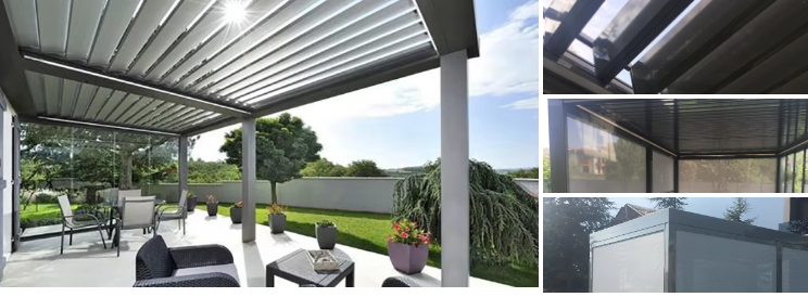 Bioclimatic aluminum pergola outdoor retractable pergola awning