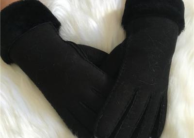 Hand Sewn Pure Sheepskin Real fur Lined Shearling Gloves men's leather glove
