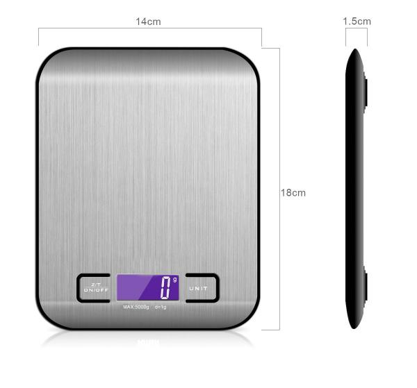 Balance électronique mini pour cuisine à domicile 5 kg de capacité écran LCD alimenté par batterie