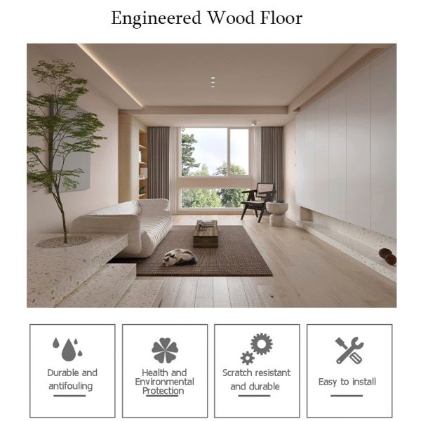 Прочный дубовый деревянный инженерный пол устойчивый к царапинам