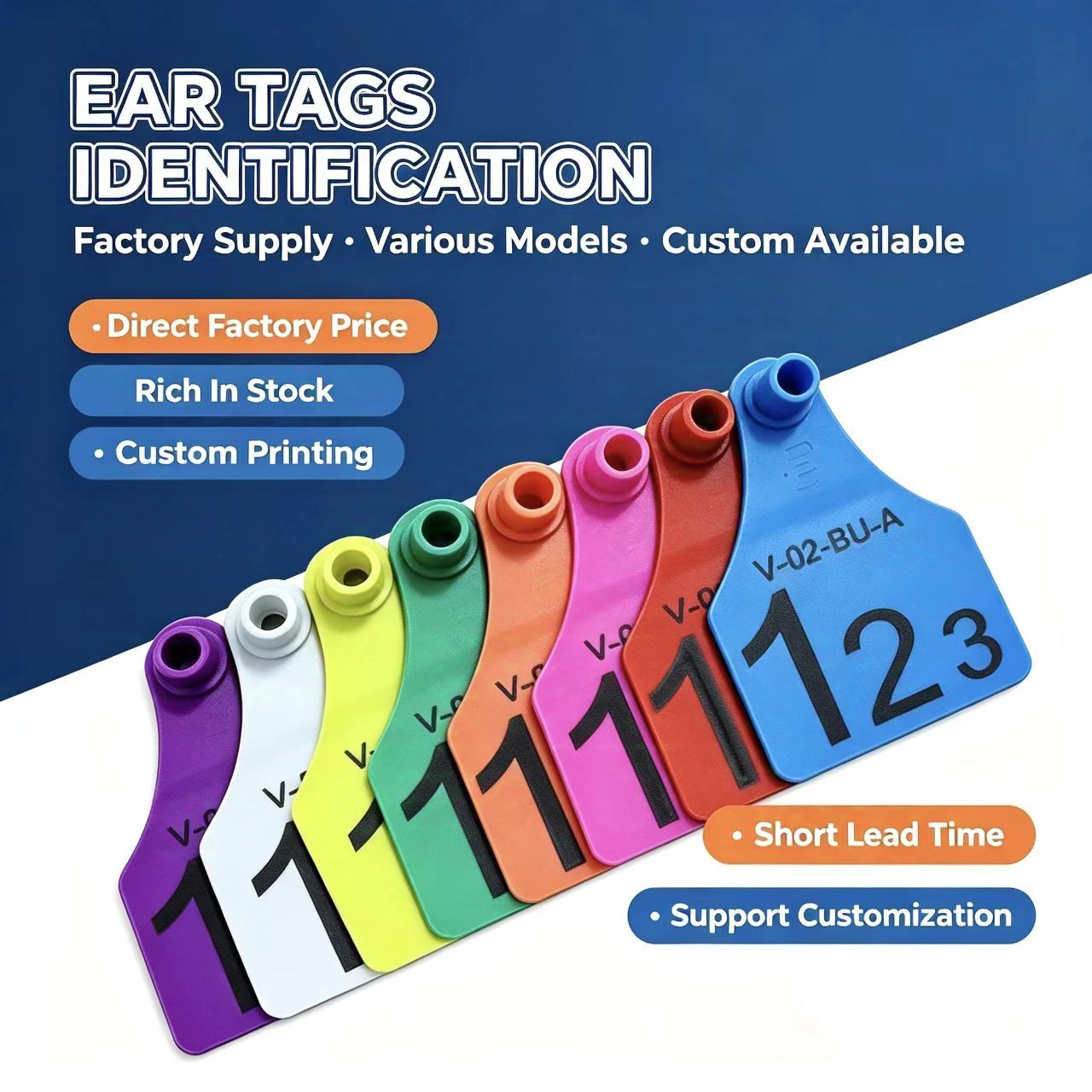FOFIA ET921 Plastic Cow Ear Tags Animal Tracking Laser Coding Various Sizes