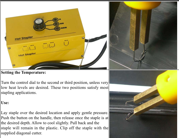 HOTSTAPLER FOR PLASTIC AUTO BODY REPAIR