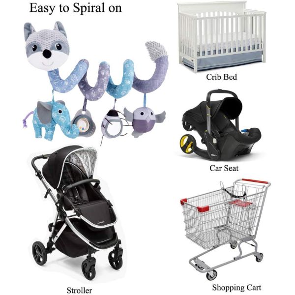 Baby Plush Spiral Hanging Toys for Stroller Crib Bar Bassinet Age Range 0 to 24 Months
