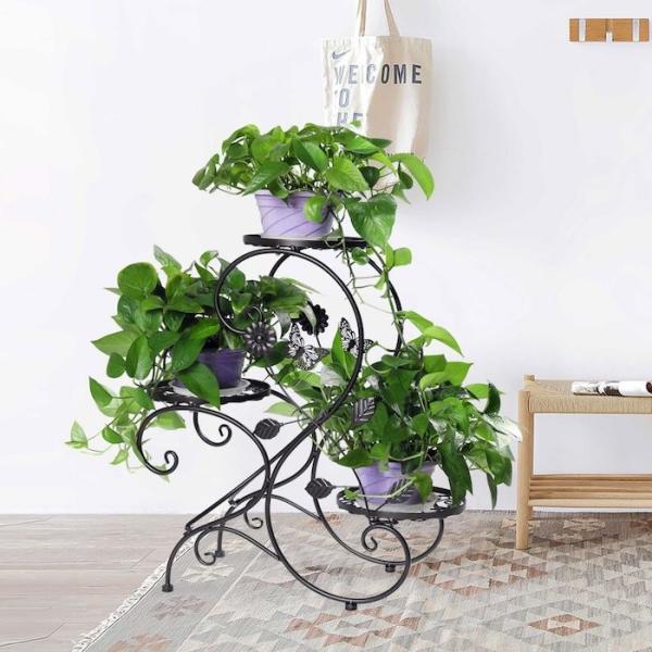 Outdoor Rustproof 64*60*26cm Iron Plant Shelf / Metal Plant Display Stand