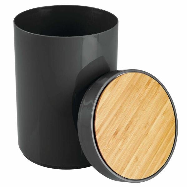 Eco - Friendly Bamboo Trash Bin Rolling Cover Type Oem Service