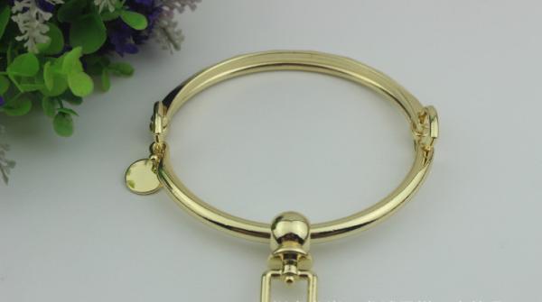 DIY Zinc alloy 90 mm light gold leather metal o ring handle for handbag