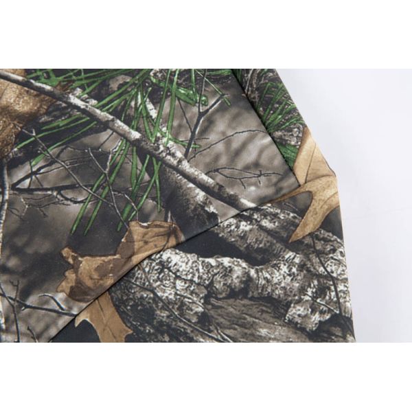 Men's Realistic Woodland Camouflage Hunting Jacket with 100% Polyester Shell and Fleece-Lined Warmth Quarter Zip Pullover