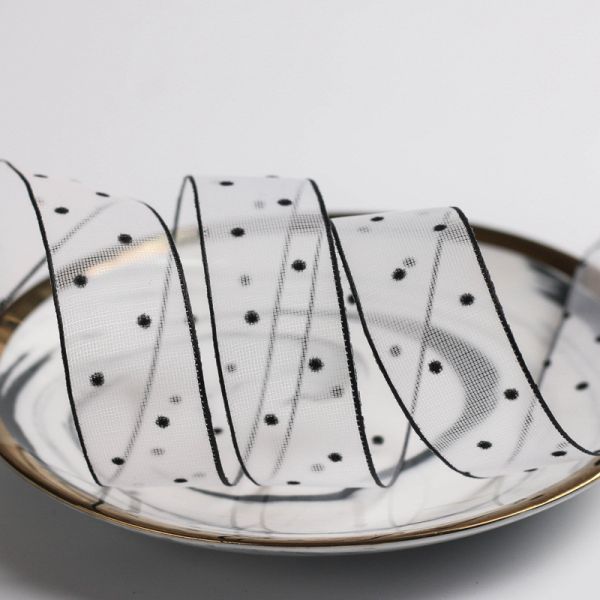 10mm-60mm Dot Velvet Wired Ribbon Вышивка двусторонняя бархатная лента