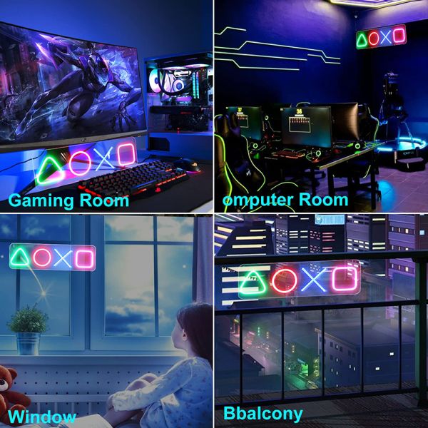 Искусство светов 3D декоративной неоновой вывески игры PS4 красочное освещает окружая космос