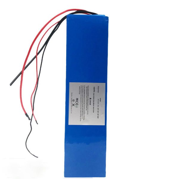 10Ah 24V Long Strip 18650 Lithium Ion Battery Pack with Bare Red Black Silicone Wires, Blue PVC Wrapped Rechargeable Li-ion Storage Battery with FCC CE Certified Label for Electric Scooter