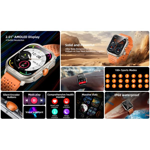 KW285 Super-Retina AMOLED Smart Watch with Bluetooth Calling 100+ Sports Modes