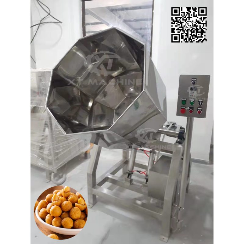 SUS 304 Octagonal Seasoning Mixer with Automatic Mixing for Coated and Fried Snacks