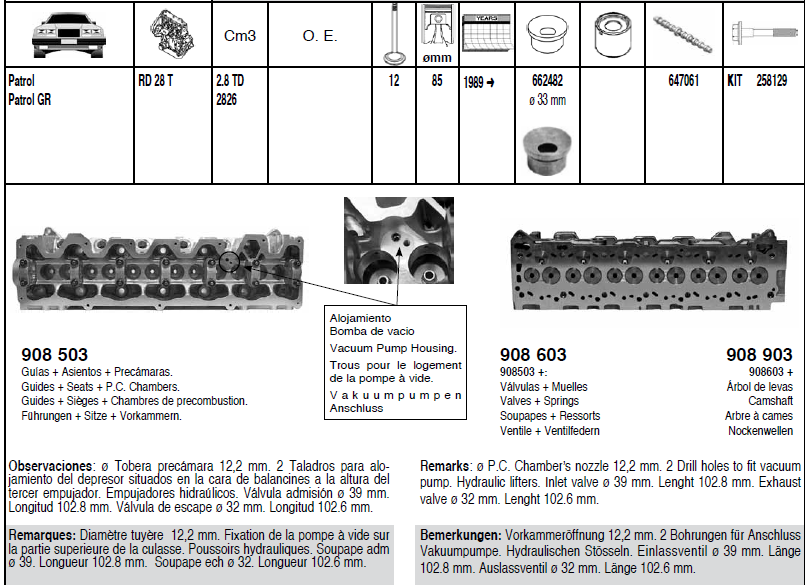 NISSAN патрулируют RD28 головку цилиндра AMC 908503 полную с RD28T Y61