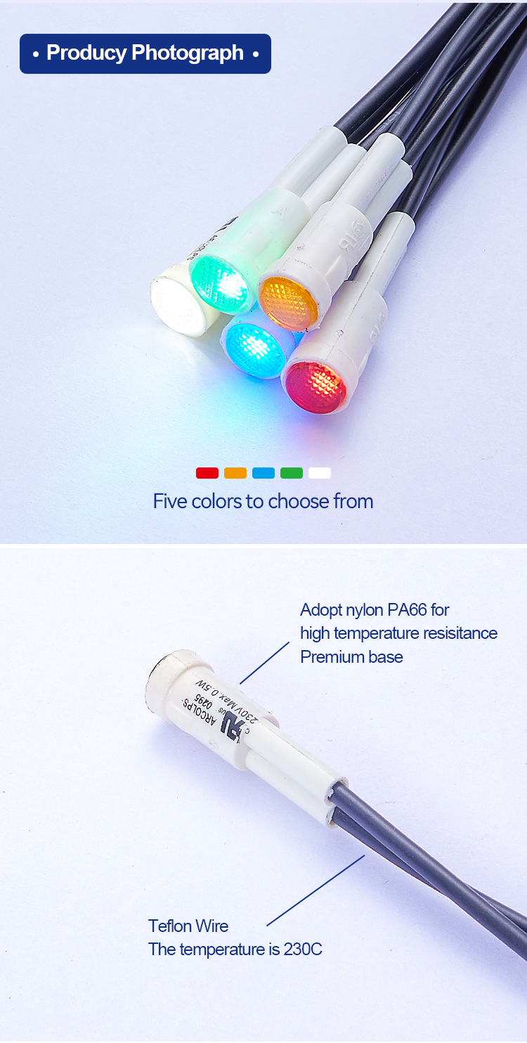 Versatile Plastic LED Indicator Light Multiple Voltage Options (24V-230V) IP65 Rated Durable for Hotel Use-Blue Clear Lights