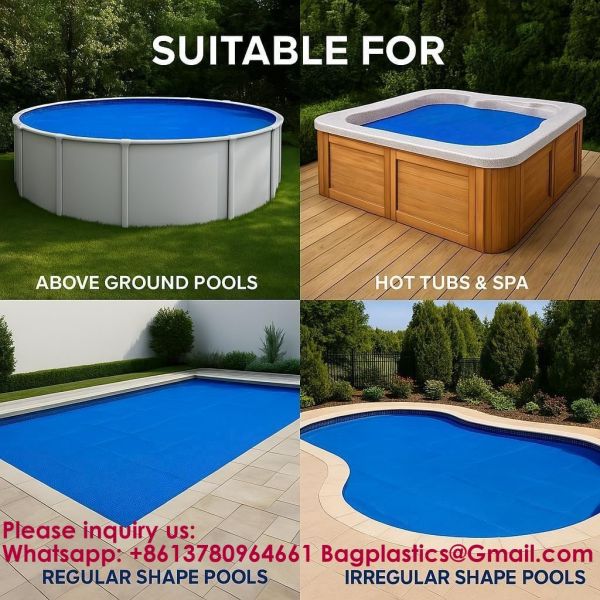 Solar In-Ground Pool Cover Winter Swimming Pool Bubble Cover Pool Cover Solar Cover with Roller Thermostatic Pool Plastic Pool Covers Lightfast Solar Resistant Polycarbonate Swimming Pool Cover