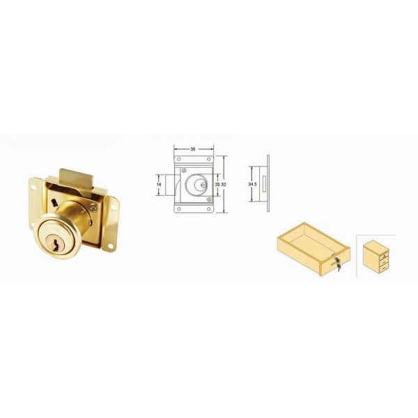 Golden Color Office Furniture Drawer Locks