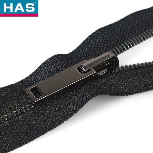 Fermeture éclair pour vêtements avec tirette personnalisable de type 5, dents doubles en métal et extrémité en cuivre canon de fusil brillant