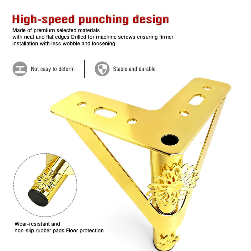 Thickened Hollow Metal Legs, Hardware Fittings for Sofas Bedside Tables & Coffee Tables New Decorative Iron Floral Legs