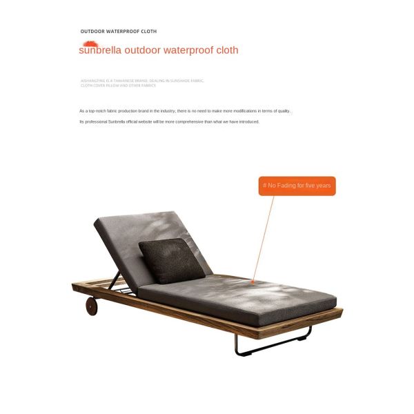 Customized Luxury Pool Teak Wood Lounge Chair With Wheels Lesiure Bed