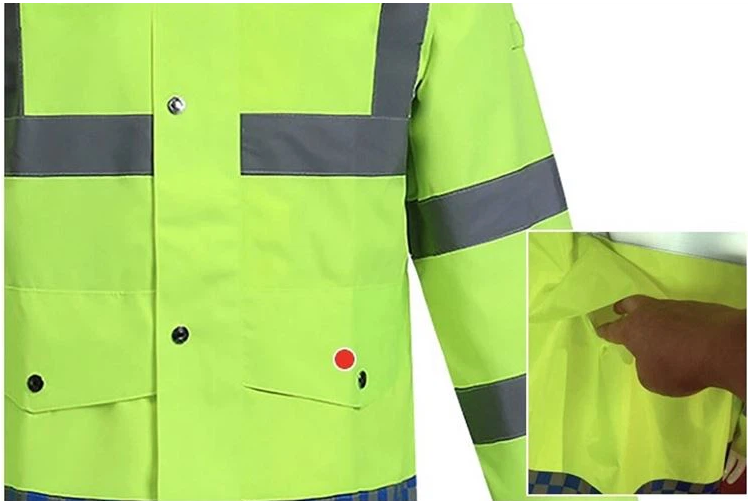 Reflective Raincoat, Classic Raincoat Waterproof Hi Vis Reflective Long Rain Jacket ANSI Class 3 Yellow, 4X-Large