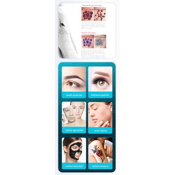 Пикосекундный лазер 1064nm 532nm 1320nm Q Switch ND YAG Лазерное оборудование для удаления татуировок