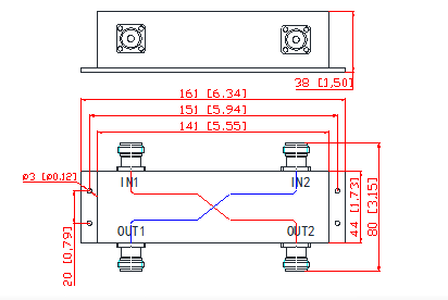 698-3800 МГц 2in 2out N женский гибридный соединитель
