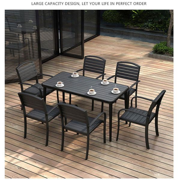 Outdoor Wood Dinning Table and Chair Set in Modern Style for Garden Furniture