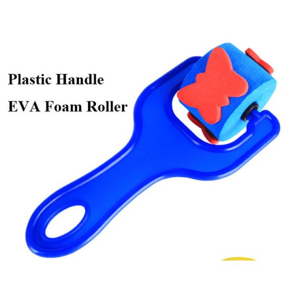 Kids DIY Hobby Acrylic Watercolor Painting Art Craft Plastic Handle Foam Paint Roller mini Sponge stamp roller brush