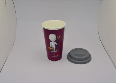 13oz Logo Printed Ceramic Travel Coffee Mugs , Double Walled Color Change Mug