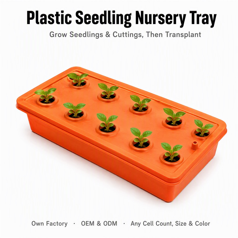 Custom Plastic Seedling Nursery Tray Any Cell Count Size Color Drain Hole Stackable OEM ODM Own Factory