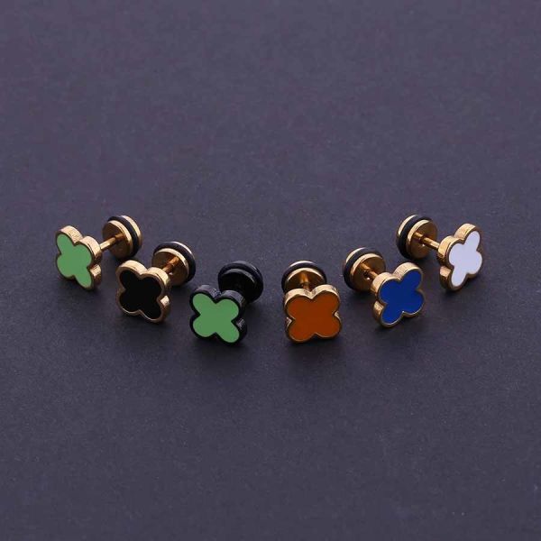 Poland Popular Four Leaf Clover Earrings Stud Earrings Stainless Steel Earrings